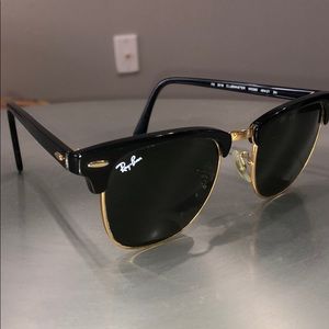 Authentic Clubmaster Black & Gold Ray-Bans.